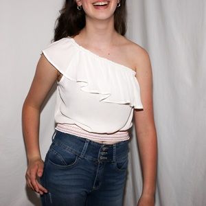 NWT white one shoulder crop top